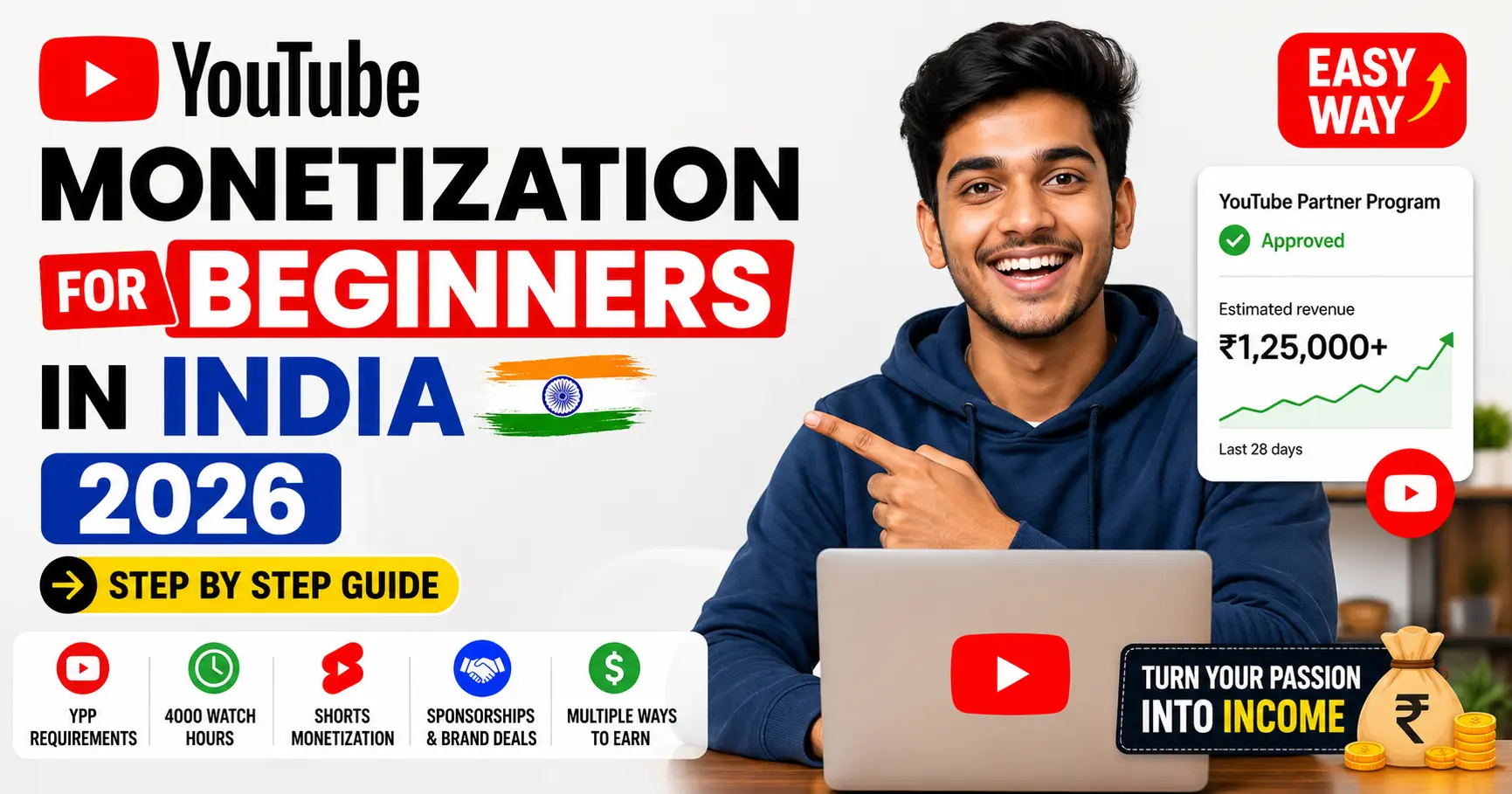 YouTube Monetization for Beginners in India 2026: Complete Step by Step Guide