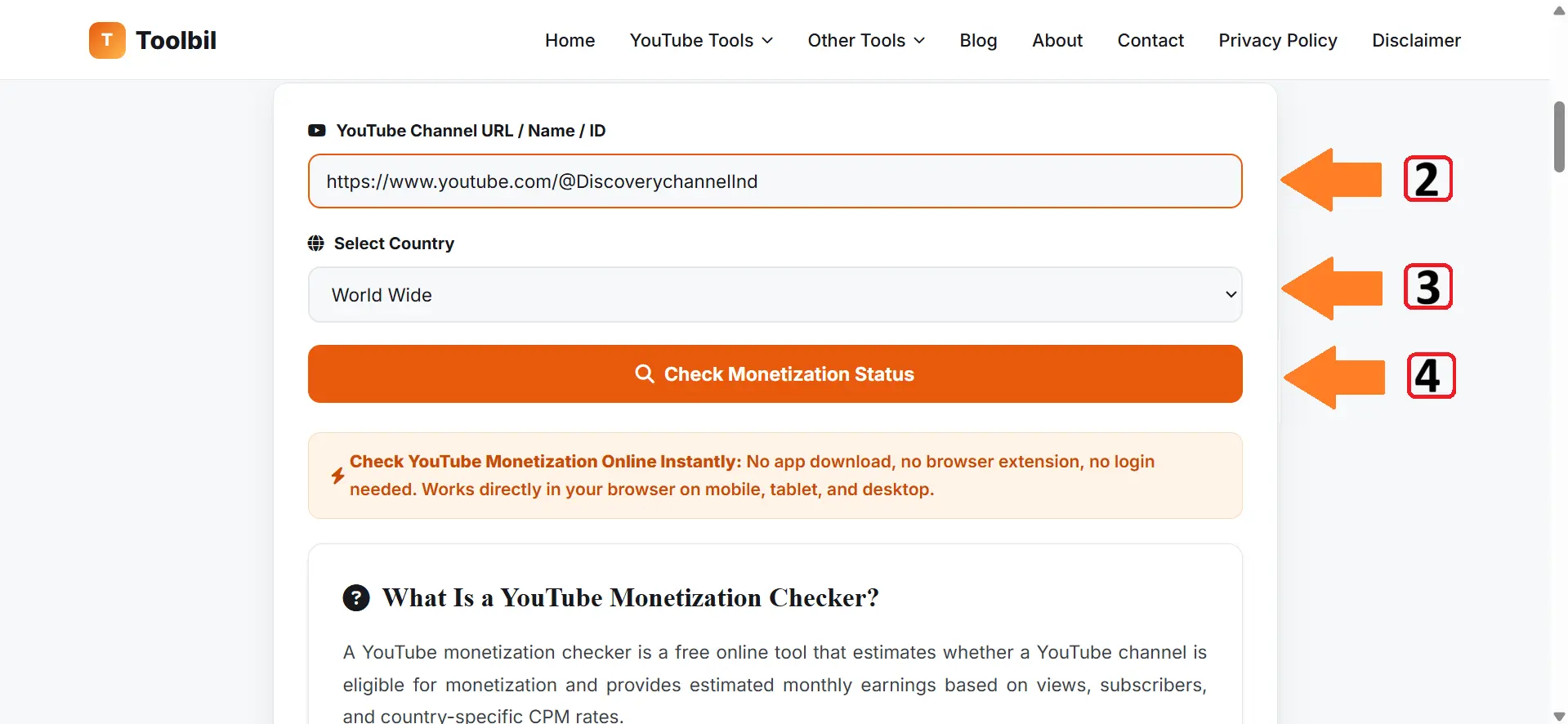 Paste the URL and select country