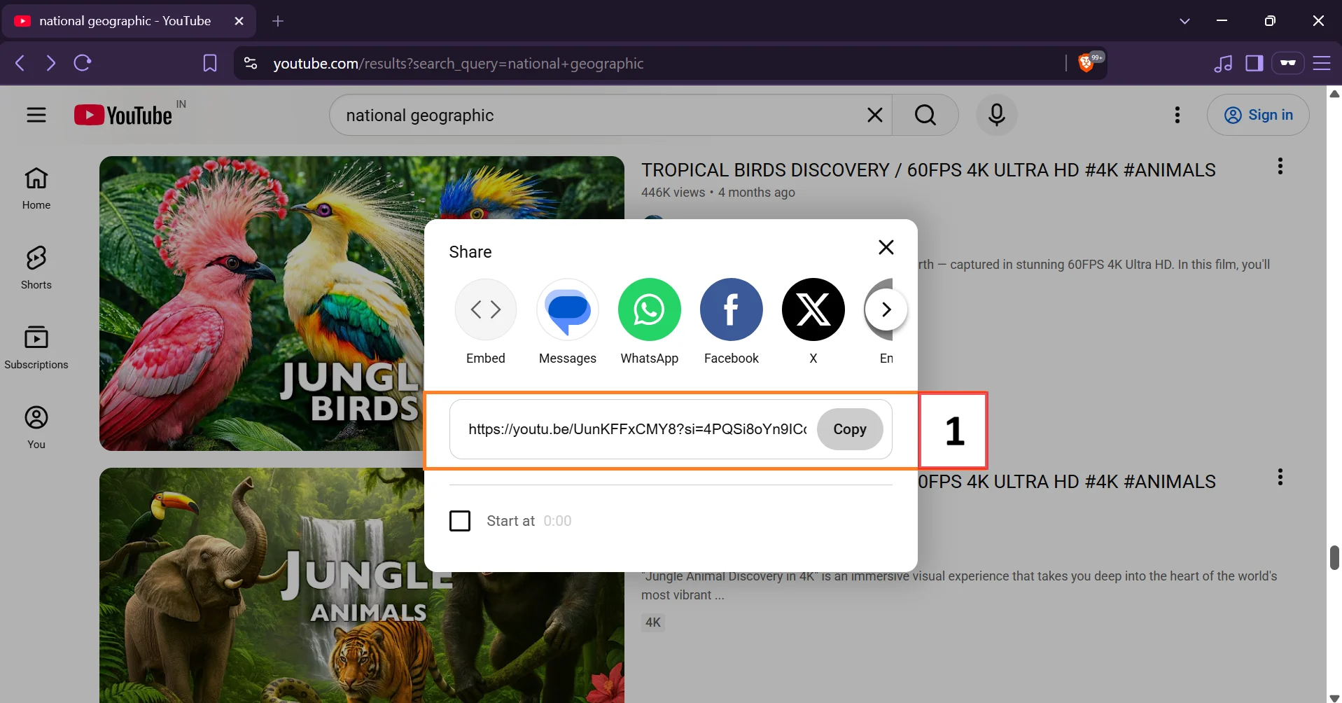 copy video URL