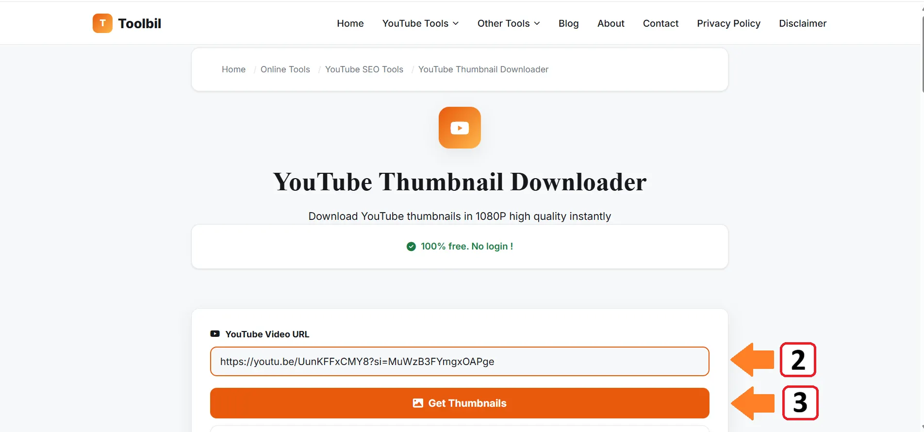 paste url in youtube thumbnail downloader tool